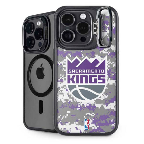 NBA Sacramento Kings Purple Digi Camo iPhone 15 Pro Kickstand Case